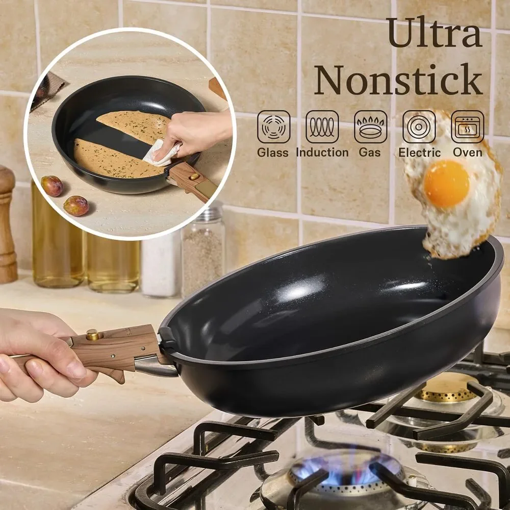 CAROTE 15 Pcs Ceramic Cookware Set, Pots and Pans Set Non Stick TODAY ONLY!!